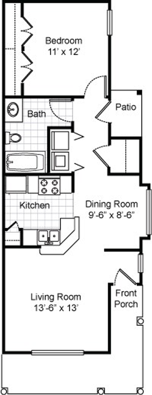One Bedroom / One Bath -668 Sq. Ft.*